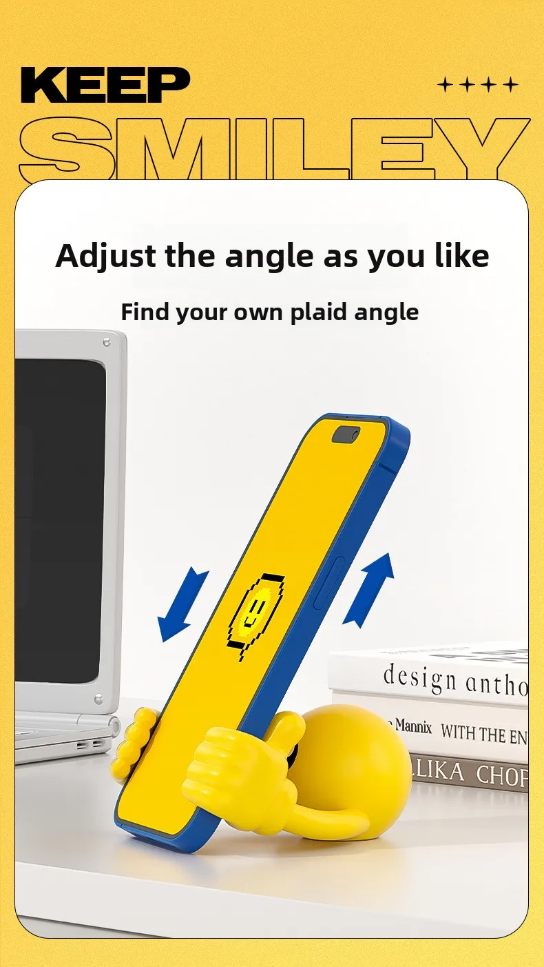 Cartoon Desktop Decor Smiley Rotating Thumb Phone Tablet Stand Creative Plastic Lazy Phone Holder