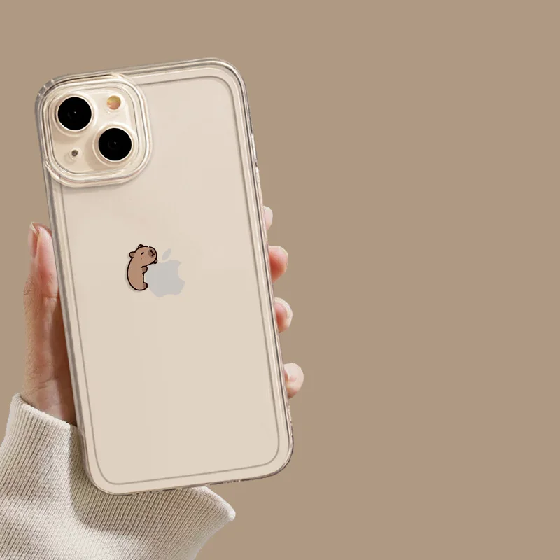 Cute Cartoon Capybara Clear Phone Case For iPhone 18 17 16 15 14 11 12 13 Pro Max Plus Mini 7 8 Transparent Cover Fundas Skin