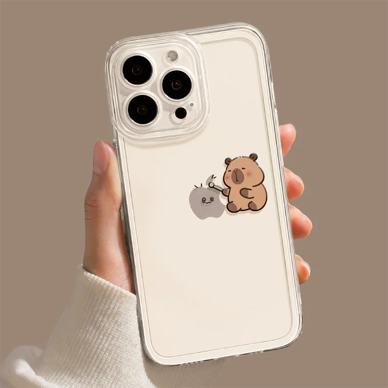 Cute Cartoon Capybara Clear Phone Case For iPhone 18 17 16 15 14 11 12 13 Pro Max Plus Mini 7 8 Transparent Cover Fundas Skin