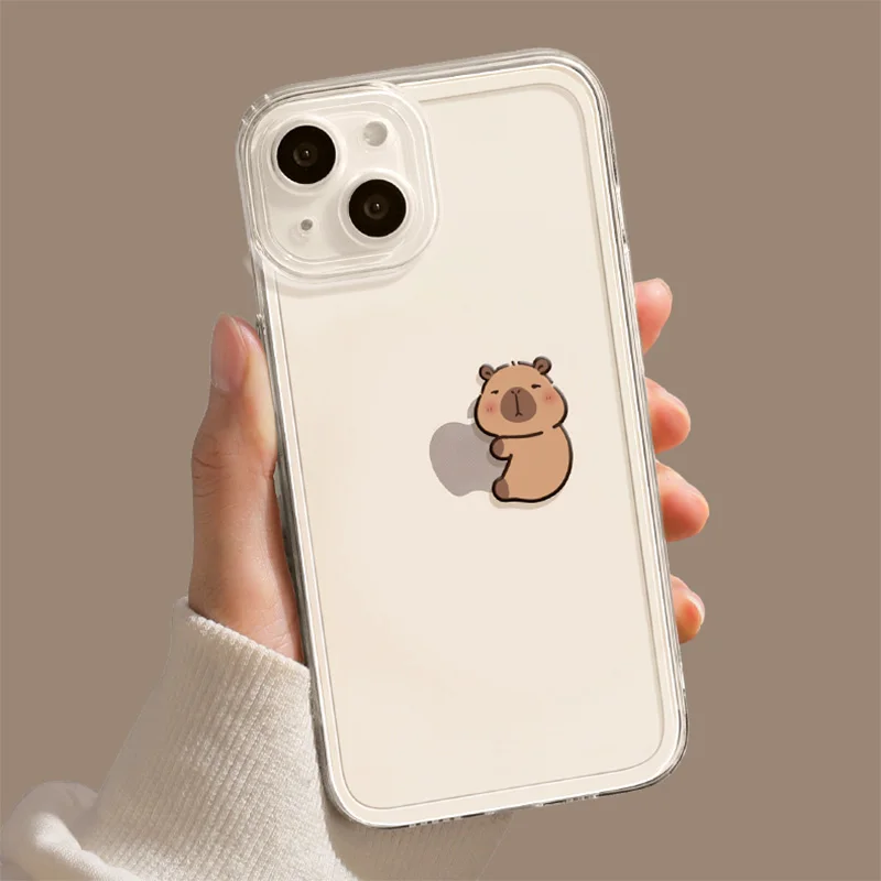 Cute Cartoon Capybara Clear Phone Case For iPhone 18 17 16 15 14 11 12 13 Pro Max Plus Mini 7 8 Transparent Cover Fundas Skin