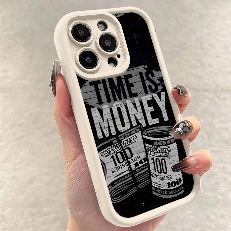 Time Is Money Printed Phone Case for Samsung Galaxy S25 S24 Ultra S22 S23 FE S25 A14 A15 A34 A35 A32 A52 A53 A54 A55 A165G Cover