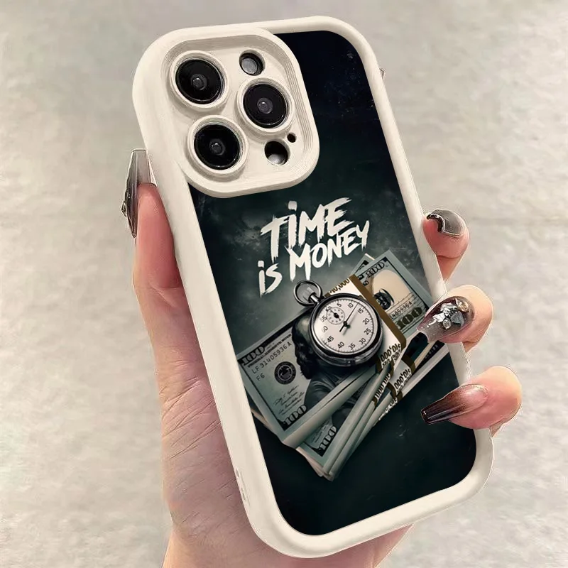 Time Is Money Printed Phone Case for Samsung Galaxy S25 S24 Ultra S22 S23 FE S25 A14 A15 A34 A35 A32 A52 A53 A54 A55 A165G Cover