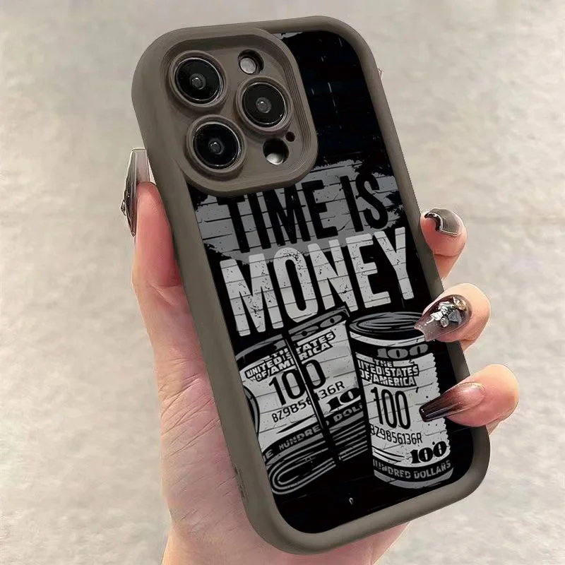 Time Is Money Printed Phone Case for Samsung Galaxy S25 S24 Ultra S22 S23 FE S25 A14 A15 A34 A35 A32 A52 A53 A54 A55 A165G Cover