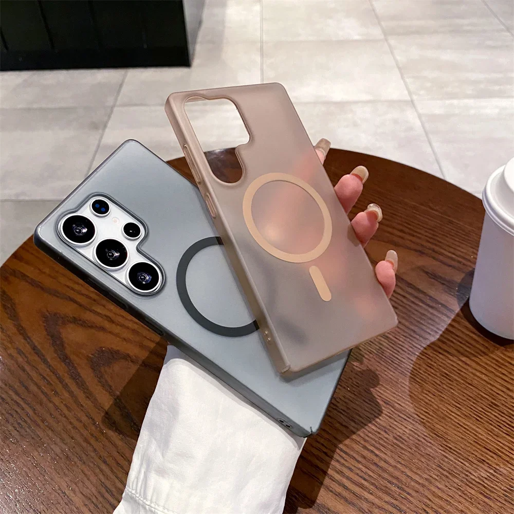 S25Ultra Slim Matte Magsafe Wireless Charging Case For Samsung S25 S24 S23 S22 S21 S20 FE Plus Ultra Frosted Translucent Cover