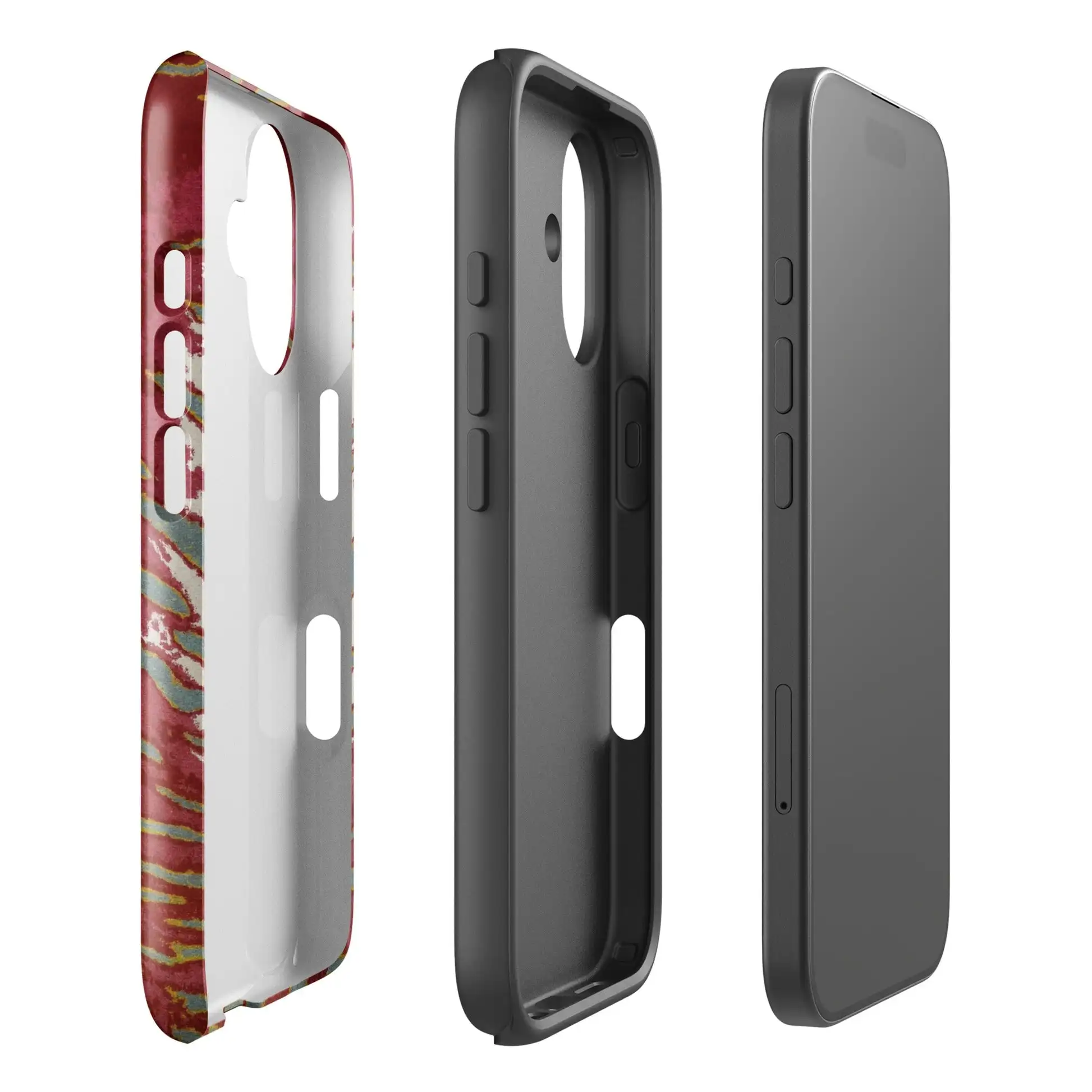 Crimson Veins Phone Case for iPhone 17 16 15 14 13 12 11 X XS XR XSMAX 7 8 Air Pro Max Plus Luxury Double-layer Back Cover