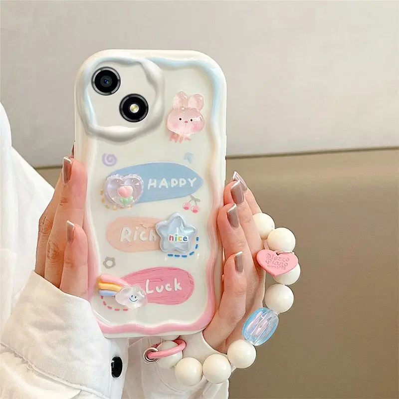 3D Bear Hang Phone Chain Lanyard Case For Samsung Galaxy A24 A14 A34 A35 A05 A05S S23 S21 Ultra Plus S20 FE A53 A52 A32 A31 A51