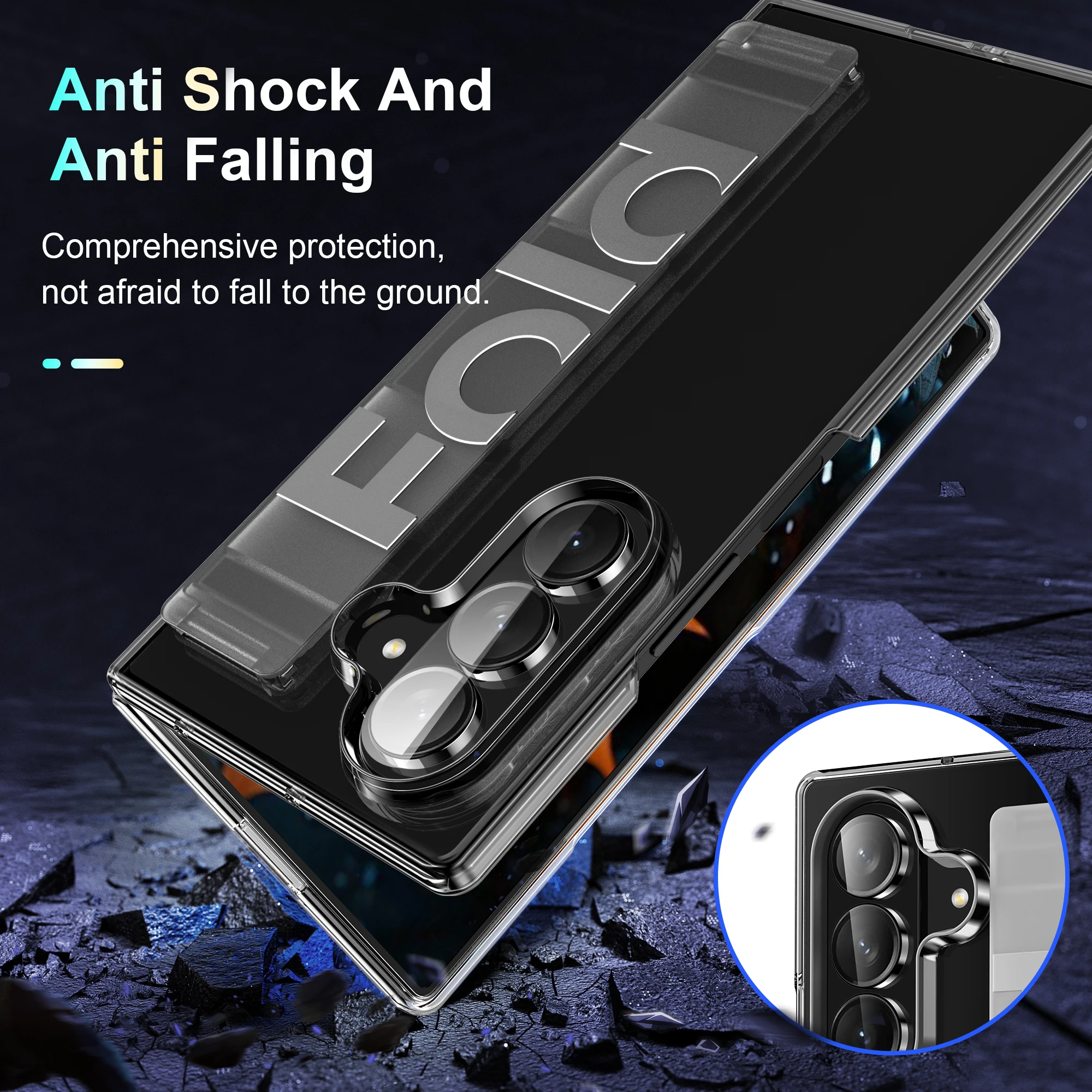 Luxury Ultra-thin Matte Silicone Wrist Strap Case For Samsung Galaxy Fold 7 6 5 4 3 5G Folding Shockproof Hard Back Cover