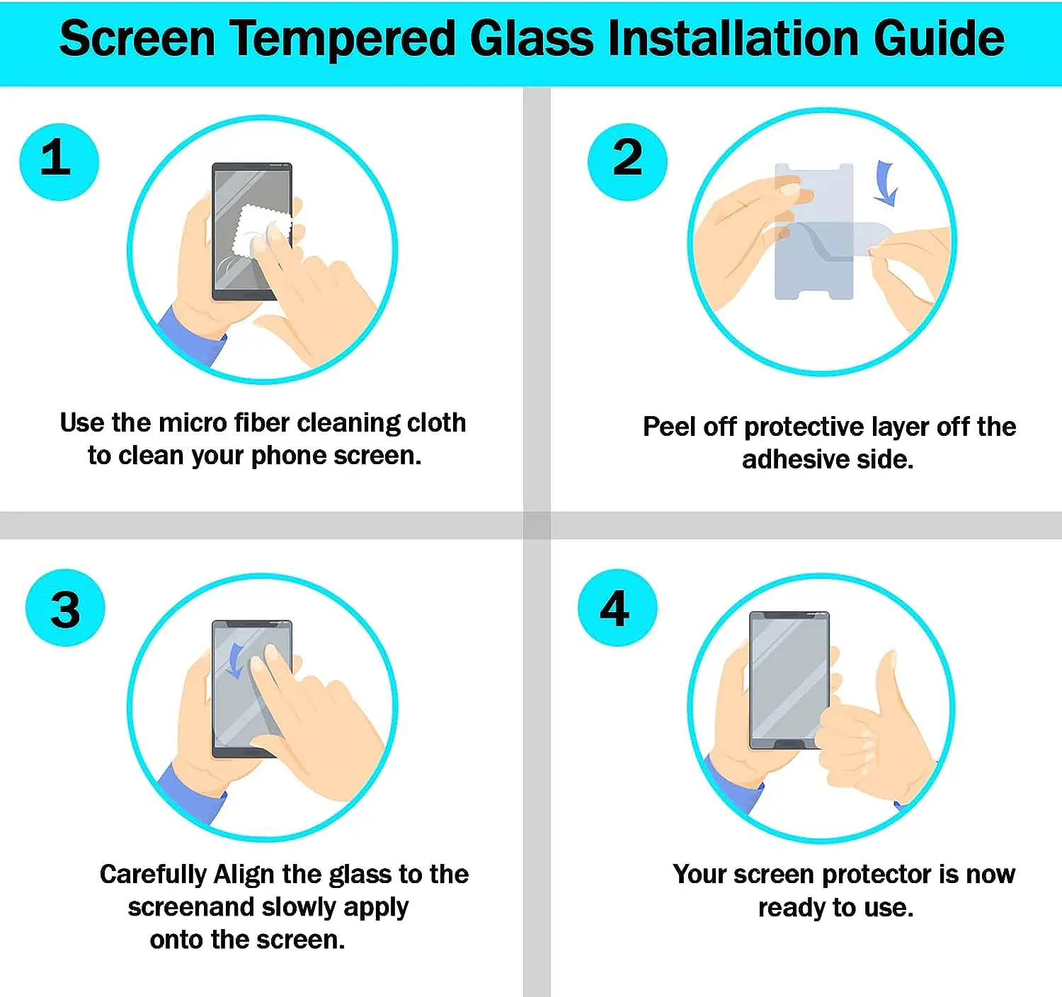 2/4Pcs Tempered Glass For OPPO A72 Screen Protector Glass Film
