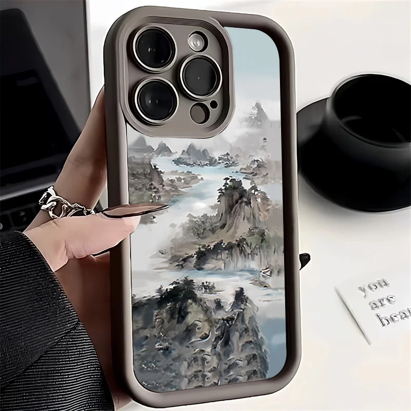Chinese Architecture Landscape Soft Silicone Case For Xiaomi Redmi Note 11 12 Turbo 13 Pro Max Plus 12S 11S 10S 10 12C 13C Cover