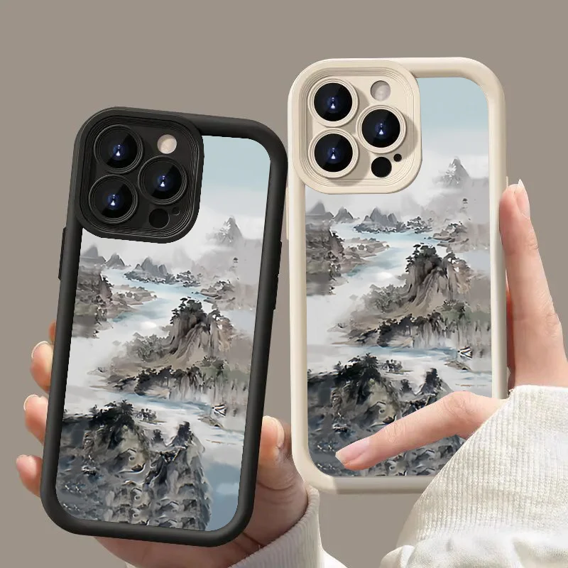 Chinese Architecture Landscape Soft Silicone Case For Xiaomi Redmi Note 11 12 Turbo 13 Pro Max Plus 12S 11S 10S 10 12C 13C Cover
