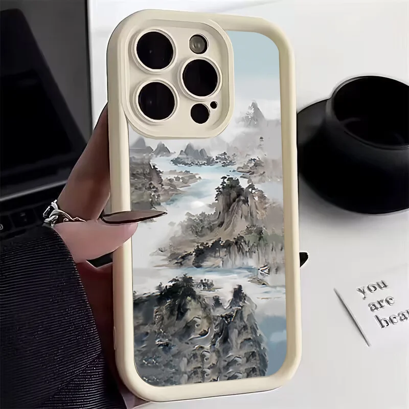 Chinese Architecture Landscape Soft Silicone Case For Xiaomi Redmi Note 11 12 Turbo 13 Pro Max Plus 12S 11S 10S 10 12C 13C Cover