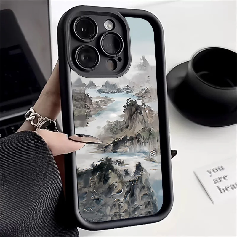 Chinese Architecture Landscape Soft Silicone Case For Xiaomi Redmi Note 11 12 Turbo 13 Pro Max Plus 12S 11S 10S 10 12C 13C Cover