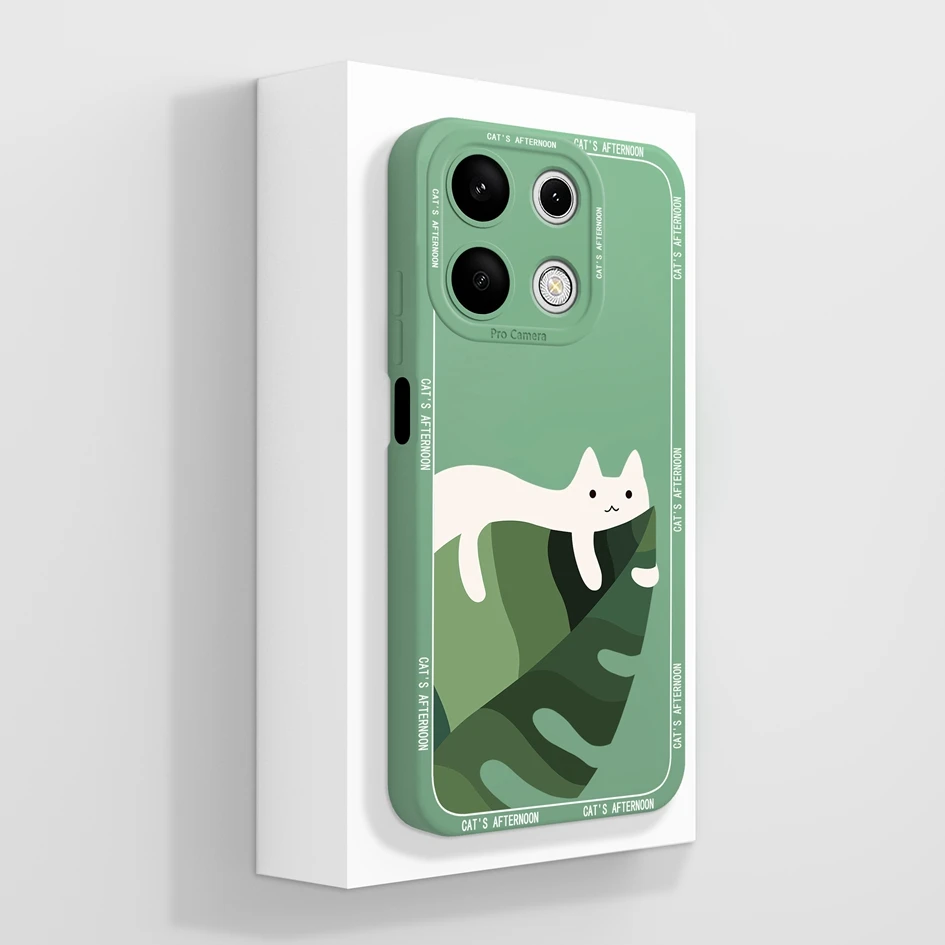 Cover For Xiaomi Redmi Note 13 Pro 4G Cases Coque Cartoon Pattern Cat Liquid Soft Silicone Luxury Bumper For Redmi Note13 Fundas