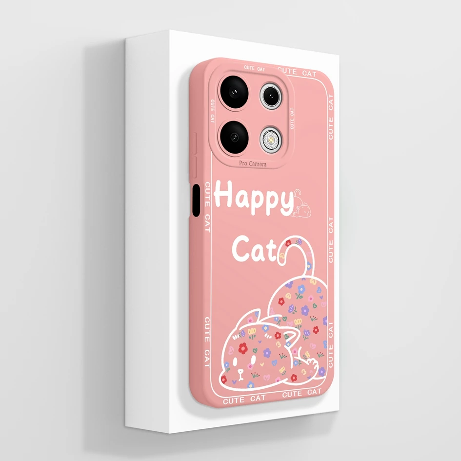 Cover For Xiaomi Redmi Note 13 Pro 4G Cases Coque Cartoon Pattern Cat Liquid Soft Silicone Luxury Bumper For Redmi Note13 Fundas