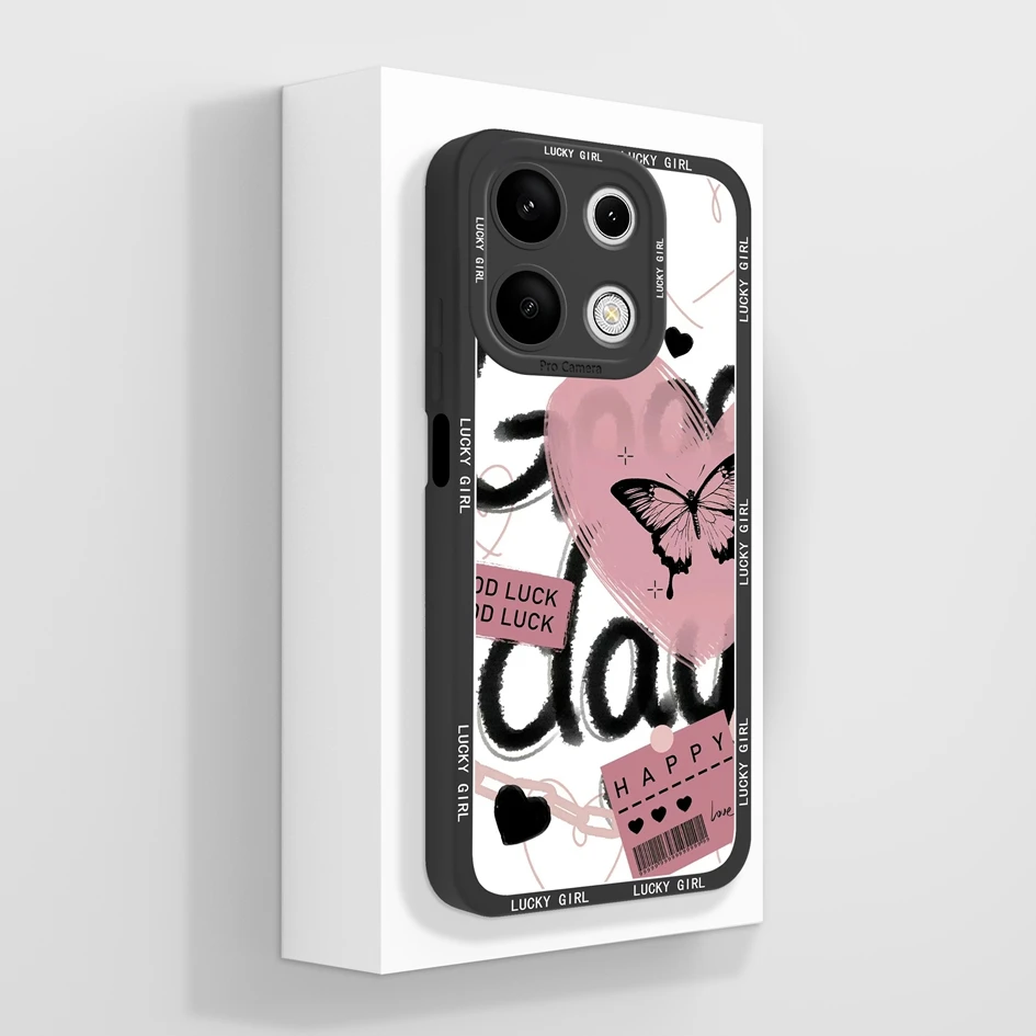 Cover For Xiaomi Redmi Note 13 Pro 4G Cases Coque Cartoon Pattern Cat Liquid Soft Silicone Luxury Bumper For Redmi Note13 Fundas