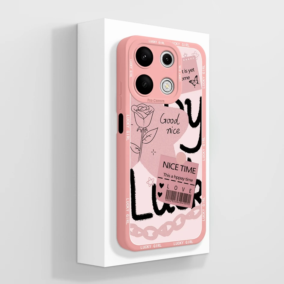 Cover For Xiaomi Redmi Note 13 Pro 4G Cases Coque Cartoon Pattern Cat Liquid Soft Silicone Luxury Bumper For Redmi Note13 Fundas