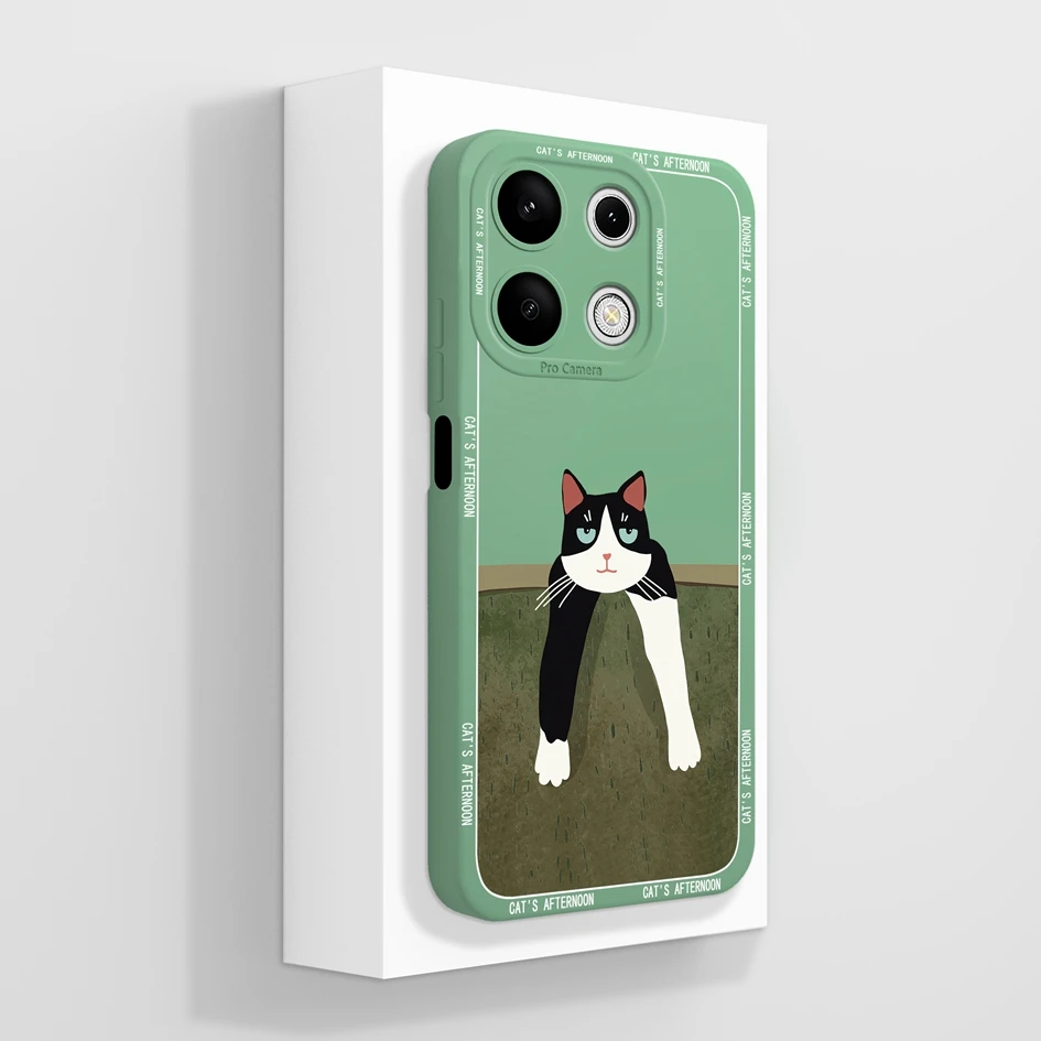 Cover For Xiaomi Redmi Note 13 Pro 4G Cases Coque Cartoon Pattern Cat Liquid Soft Silicone Luxury Bumper For Redmi Note13 Fundas