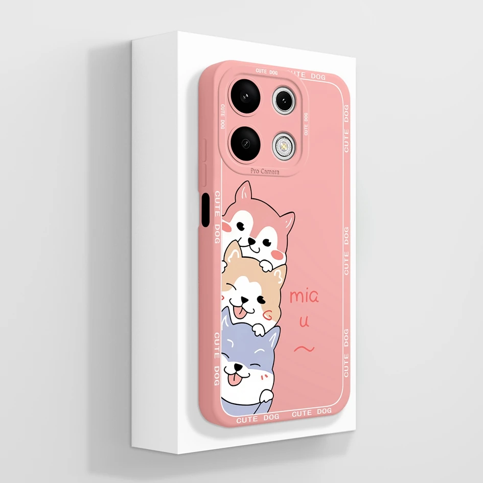 Cover For Xiaomi Redmi Note 13 Pro 4G Cases Coque Cartoon Pattern Cat Liquid Soft Silicone Luxury Bumper For Redmi Note13 Fundas
