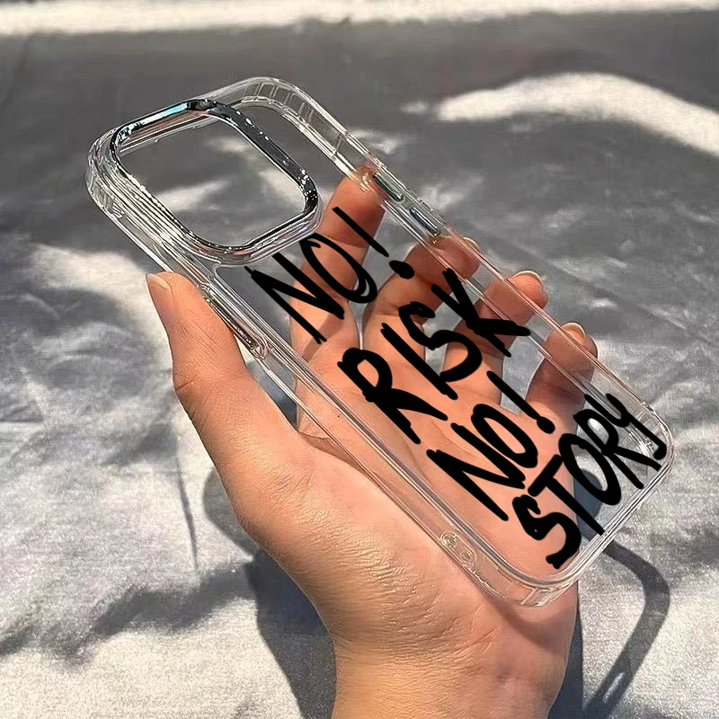 Creative English Letters Phone Case For iPhone 17 16e 16 15 14 13 12 11 Pro Max X XR XS 8 7 Air Plus SE2 Transparent Soft Cover