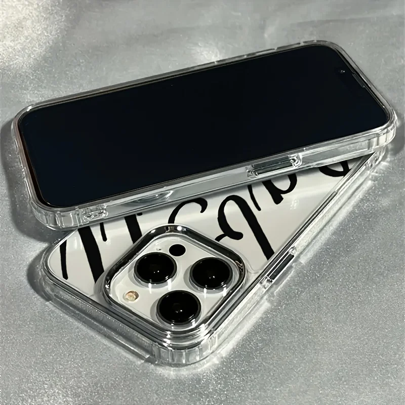 Creative English Letters Phone Case For iPhone 17 16e 16 15 14 13 12 11 Pro Max X XR XS 8 7 Air Plus SE2 Transparent Soft Cover