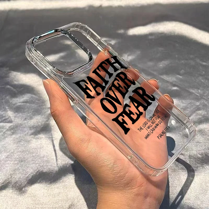 Creative English Letters Phone Case For iPhone 17 16e 16 15 14 13 12 11 Pro Max X XR XS 8 7 Air Plus SE2 Transparent Soft Cover