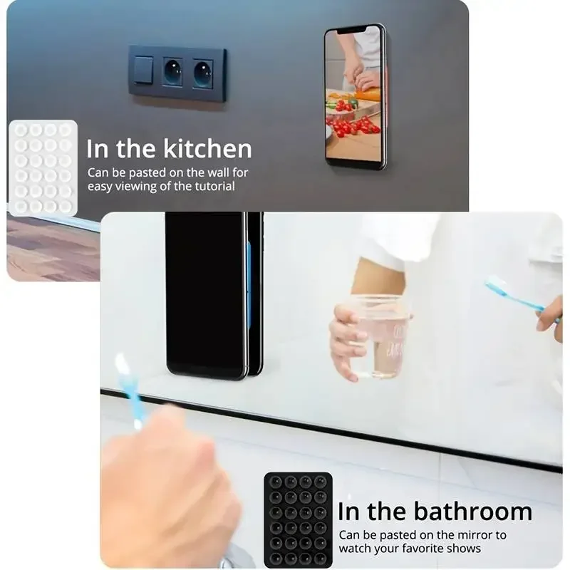 Double Sided Silicone Suction Cup Phone Holder Silicon Phone Accessory Compatible with Iphone /Android, Ideal for Use on Mirrors