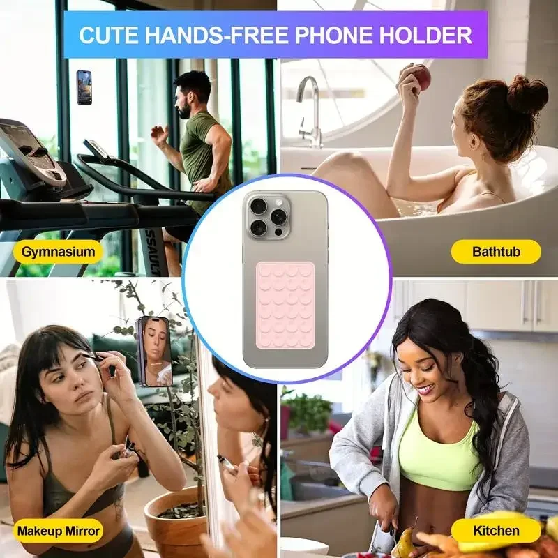 Double Sided Silicone Suction Cup Phone Holder Silicon Phone Accessory Compatible with Iphone /Android, Ideal for Use on Mirrors