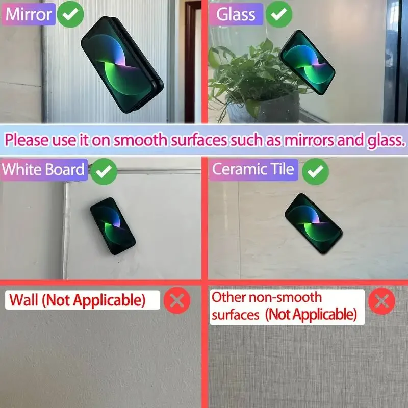 Double Sided Silicone Suction Cup Phone Holder Silicon Phone Accessory Compatible with Iphone /Android, Ideal for Use on Mirrors