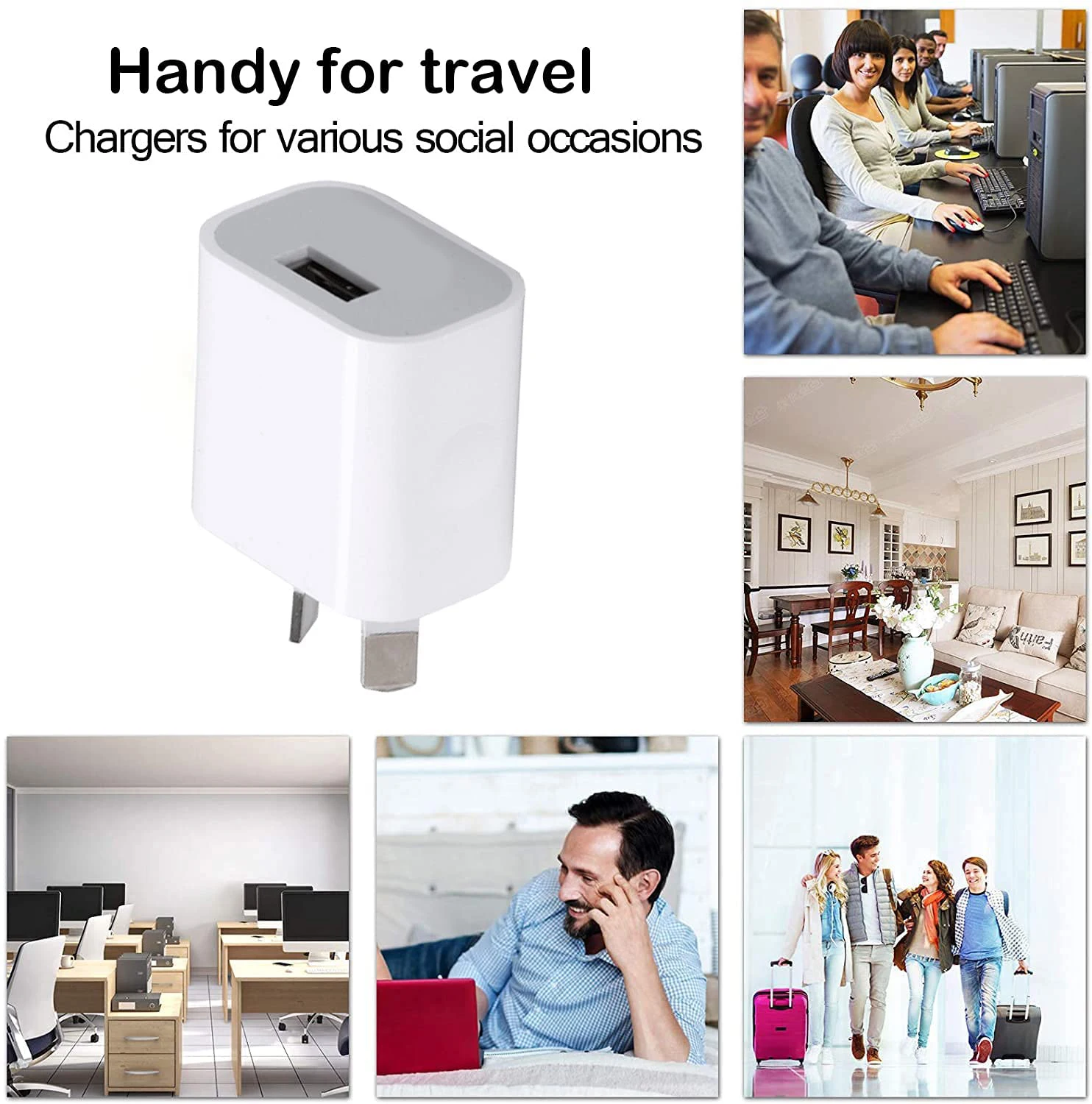 1/5pcs Universal Travel Australia New Zealand AU Plug USB Wall Charger Power Phone Charging Head Australian Standard for iPhone