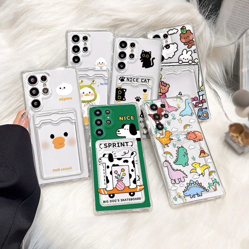 Card Holder Case For Samsung A56 5G A55 A06 A05s A36 A16 A15 A05 A35 A34 A26 A53 A52 A33 A32 A14 A13 A25 Silicone Animal Cover