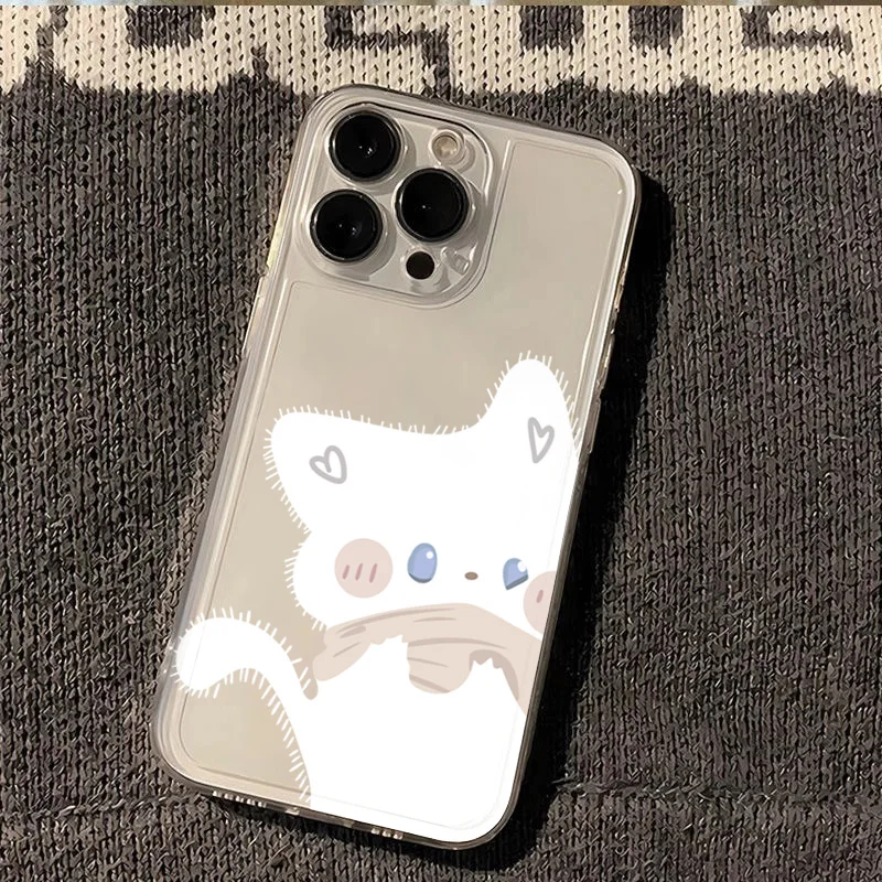 Cartoon Black White Cat Couple Phone Case For Samsung Galaxy A17 A16 A15 A35 A55 A37 A57 S25 S26 Ultra S23 S22 Plus S24FE Cover
