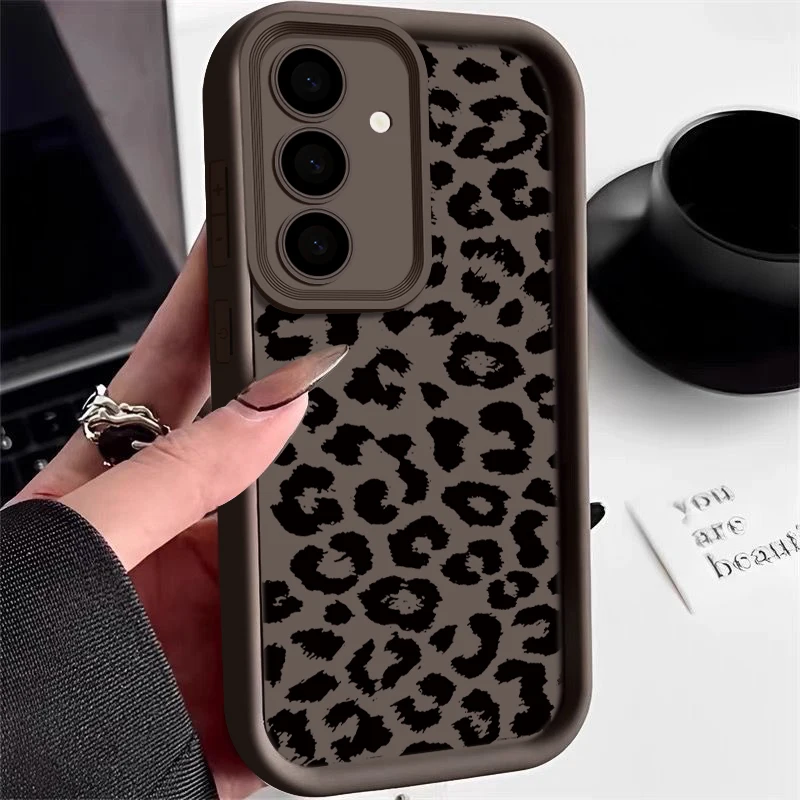Leopard Print Case For Samsung Galaxy A56 5G A55 A54 A36 A17 A37 A27 A26 A57 A16 A18 S26 FE S21 S22 S23 S24 S25 Ultra Capa Funda