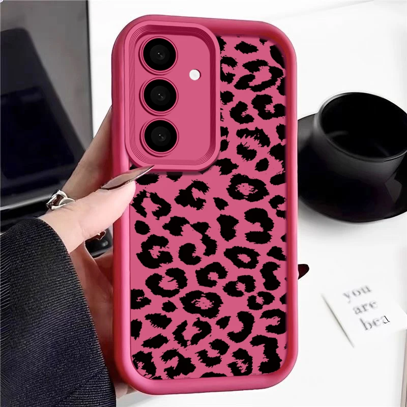 Leopard Print Case For Samsung Galaxy A56 5G A55 A54 A36 A17 A37 A27 A26 A57 A16 A18 S26 FE S21 S22 S23 S24 S25 Ultra Capa Funda