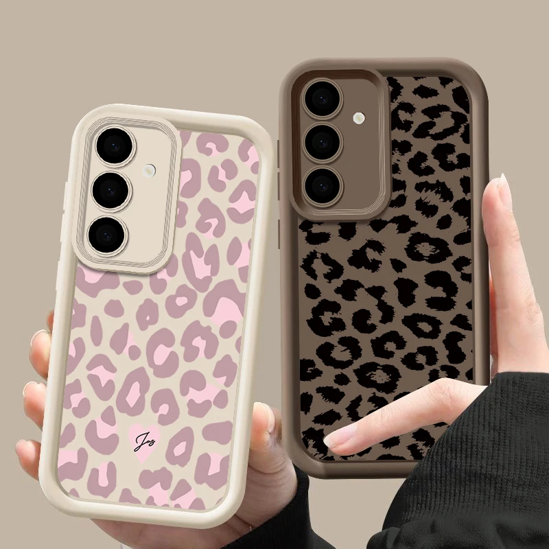 Leopard Print Case For Samsung Galaxy A56 5G A55 A54 A36 A17 A37 A27 A26 A57 A16 A18 S26 FE S21 S22 S23 S24 S25 Ultra Capa Funda