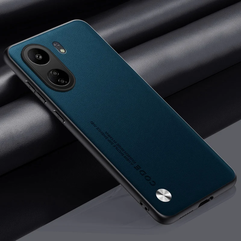 Luxury PU Leather Case For Xiaomi Poco C65 Back Cover Matte Silicone Shockproof Full Protection Phone Case For Redmi 13C 4G