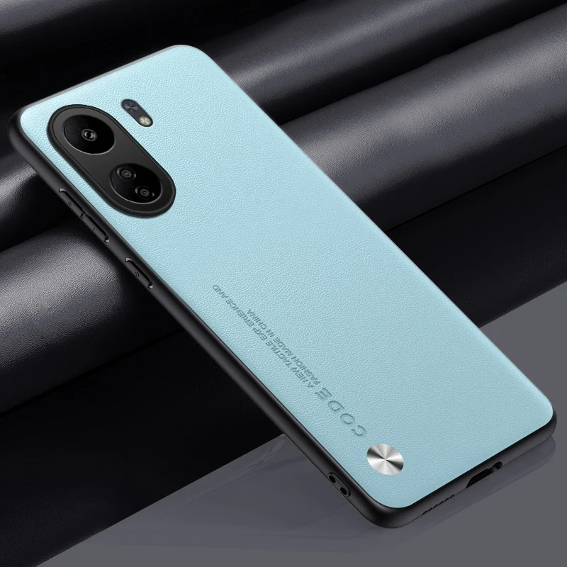 Luxury PU Leather Case For Xiaomi Poco C65 Back Cover Matte Silicone Shockproof Full Protection Phone Case For Redmi 13C 4G