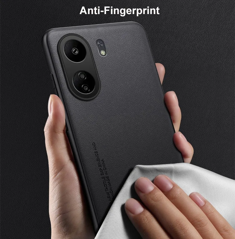 Luxury PU Leather Case For Xiaomi Poco C65 Back Cover Matte Silicone Shockproof Full Protection Phone Case For Redmi 13C 4G