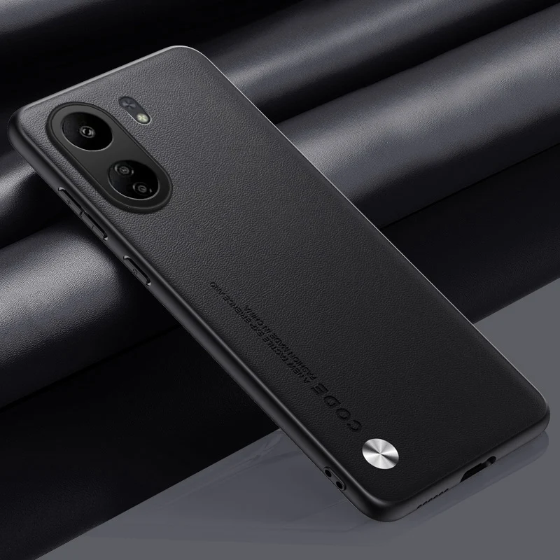 Luxury PU Leather Case For Xiaomi Poco C65 Back Cover Matte Silicone Shockproof Full Protection Phone Case For Redmi 13C 4G