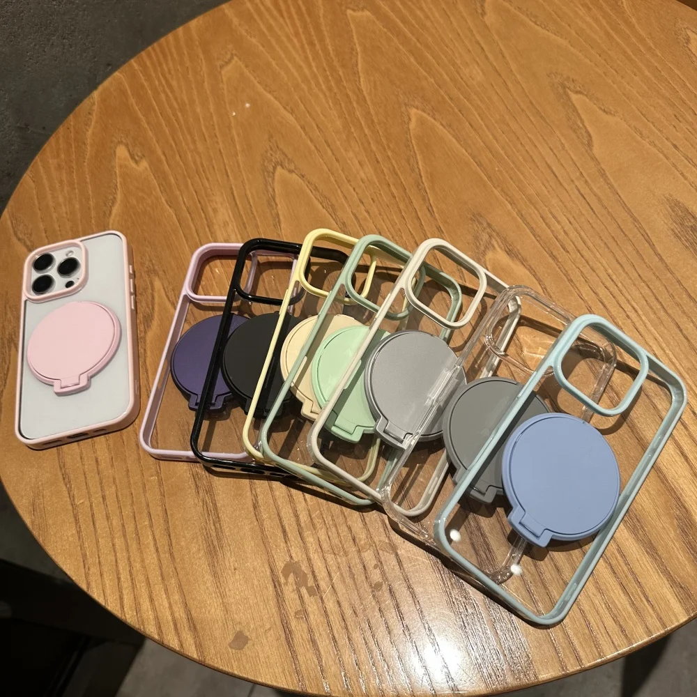 Invisible Flip Makeup Mirror Stand Holder Case For iPhone 17 15 16 Pro Max Plus 14 13 12 11 Air Acrylic Shockproof Bumper Cover
