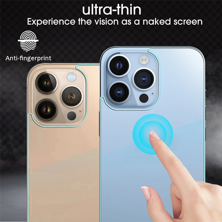 4in1[2 Back Glass + 2 Lens Glass] Clear Phone Tempered Glass For iPhone 16 15 14 Plus 13 12 Mini 11 Pro Max Back Screen Film