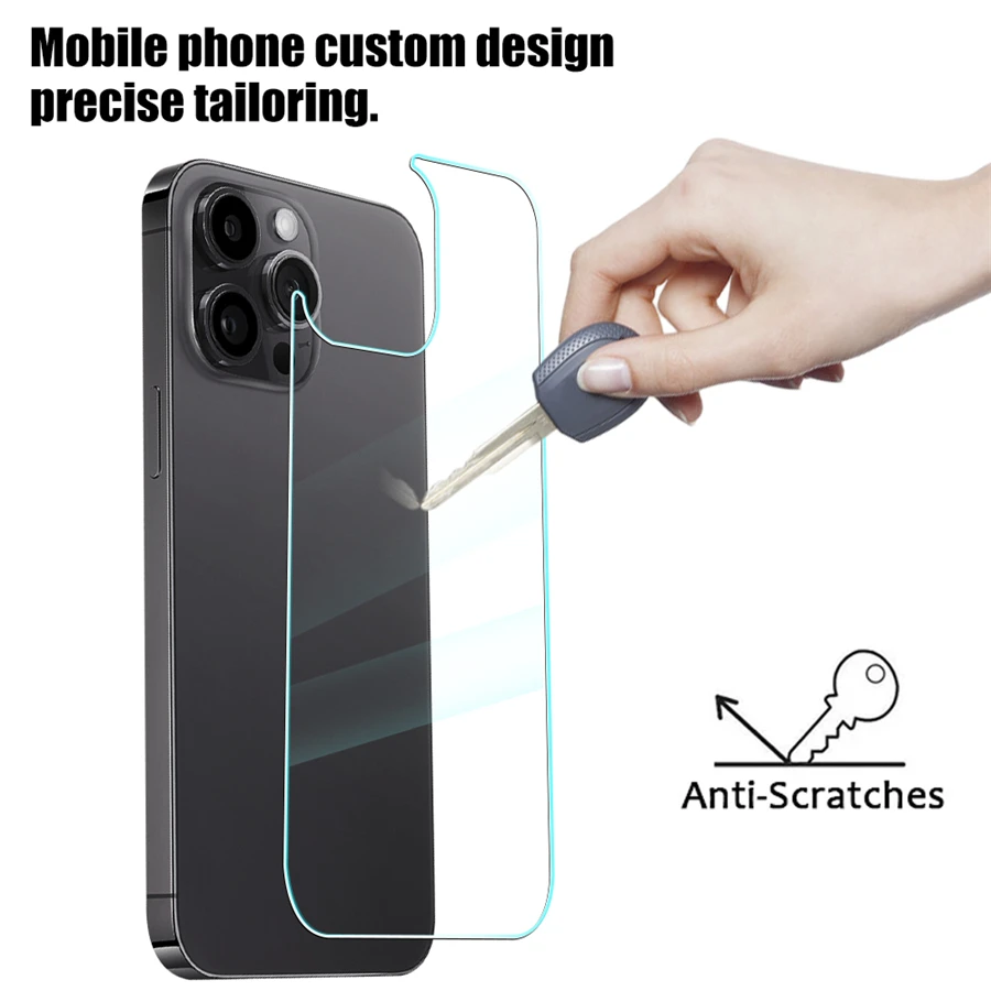 4in1[2 Back Glass + 2 Lens Glass] Clear Phone Tempered Glass For iPhone 16 15 14 Plus 13 12 Mini 11 Pro Max Back Screen Film