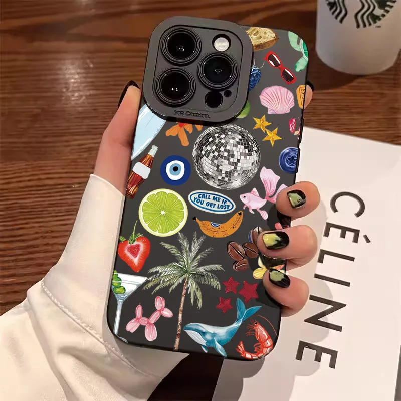 Fashion Black Collage Pattern Eye Design Phone Case For iPhone 17 11 12 13 14 15 16 Pro Max 16E XS X XR 7 8 Plus SE2 Soft Cover