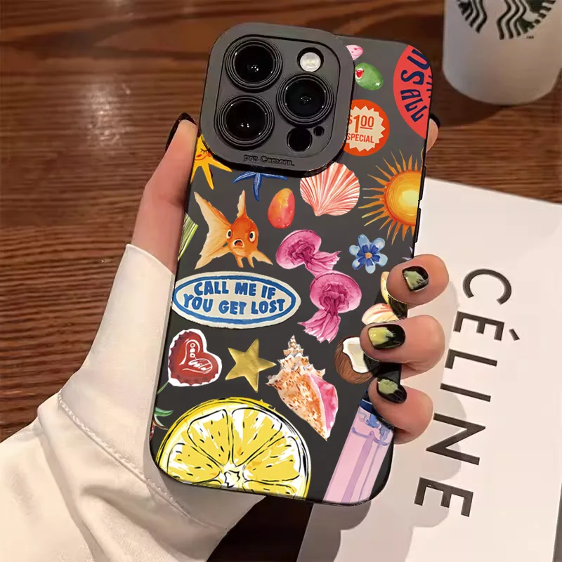 Fashion Black Collage Pattern Eye Design Phone Case For iPhone 17 11 12 13 14 15 16 Pro Max 16E XS X XR 7 8 Plus SE2 Soft Cover