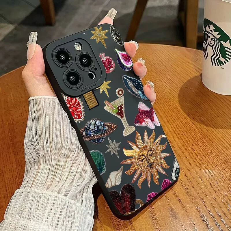 Fashion Black Collage Pattern Eye Design Phone Case For iPhone 17 11 12 13 14 15 16 Pro Max 16E XS X XR 7 8 Plus SE2 Soft Cover