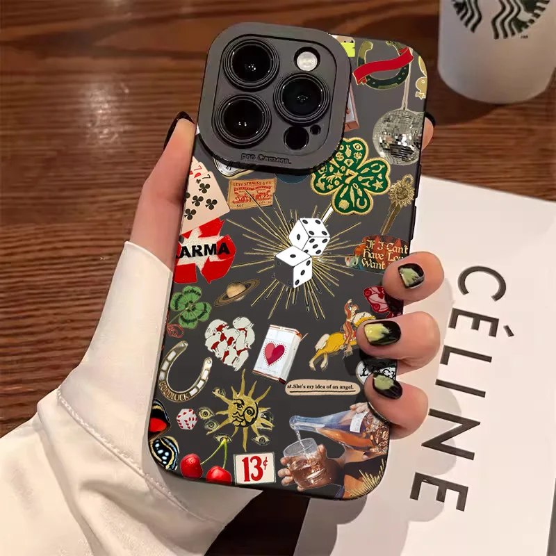 Fashion Black Collage Pattern Eye Design Phone Case For iPhone 17 11 12 13 14 15 16 Pro Max 16E XS X XR 7 8 Plus SE2 Soft Cover