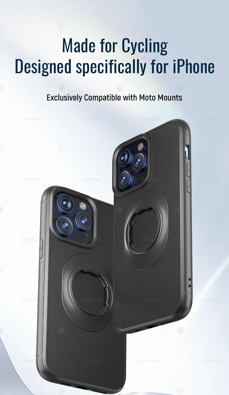 Shockproof Case for iPhone 17/16/15/14/13/12/11Pro Max Quad-Style Motorbike / Bicycle Phone Holder/Car Mount with Lock-in Design