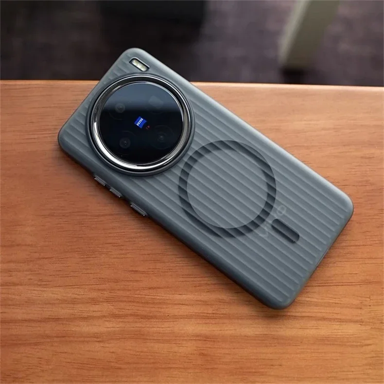 For MagSafe Magnetic Case For Vivo X200 Pro Mini X100 Ultra X300 Luggage Stripe Transparent Matte Hard Shockproof Cover Bumper