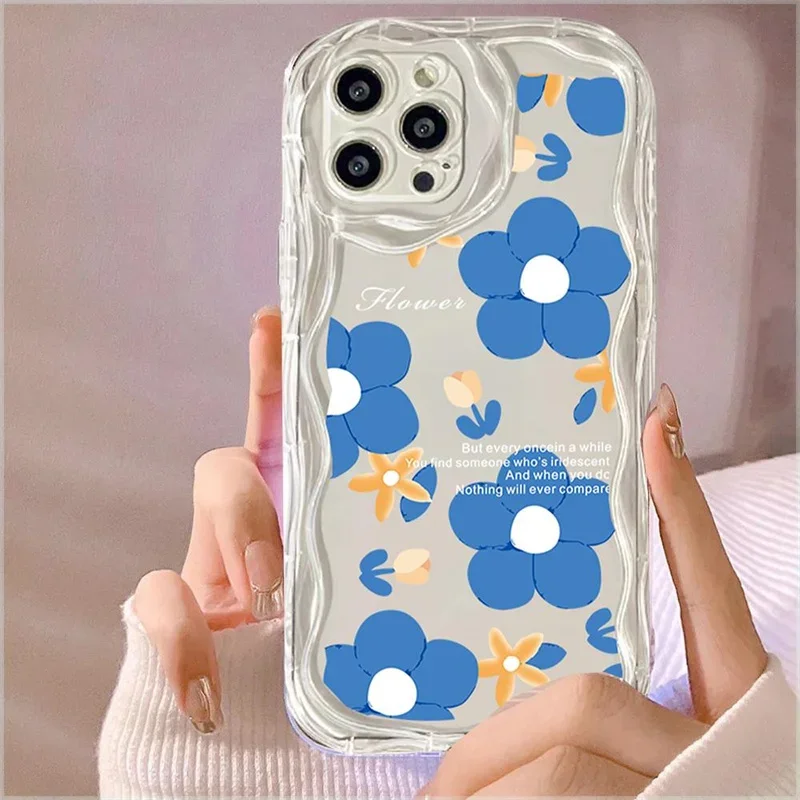 Fresh Oil Painting Daisy Flowers Phone Case For Samsung Galaxy S25 Ultra S24 Plus S25Ultra S25+ S24+ Soft Wavy Edge Cover Cases