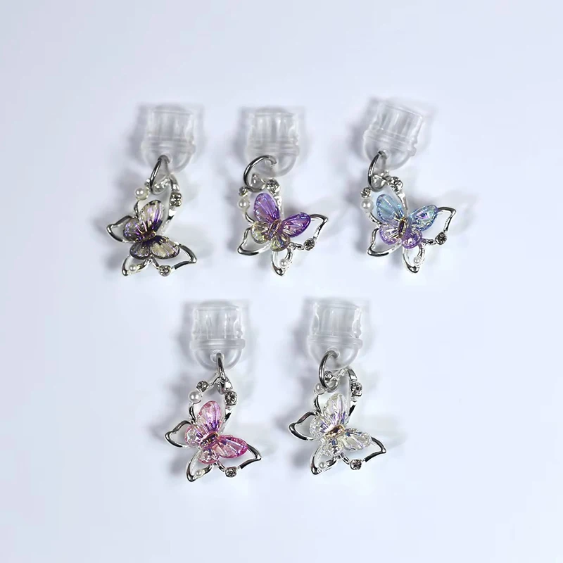 Beautiful Butterfly Phone Dust Plug Accessories Decoration Hanging Pendant for iPhone for Samsung Type-C Charging Port