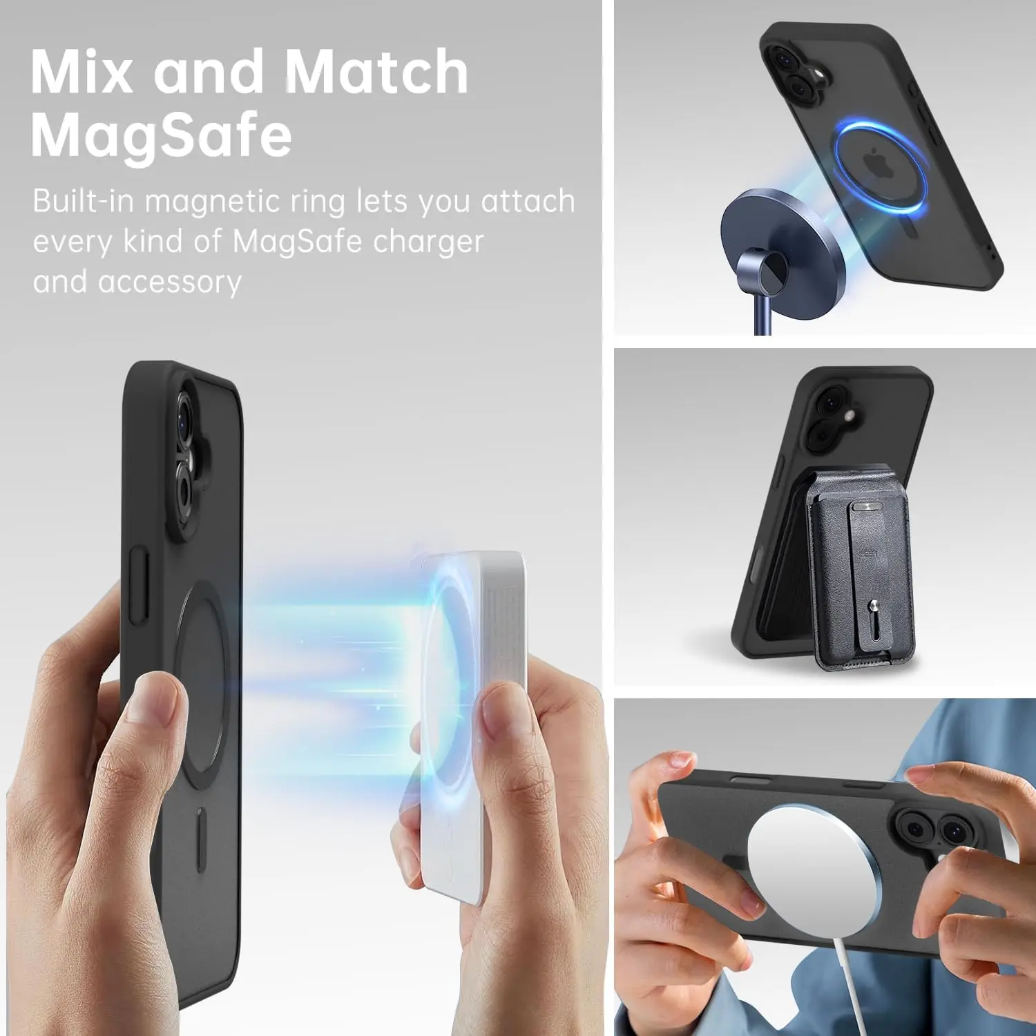 Black Magnetic Case For iPhone 16 Plus 15 Pro Max 14 13 Mini 12 11 X XS XR SE 2022 2020 8 Magsafe Mag Safe Non Yellowing Cover